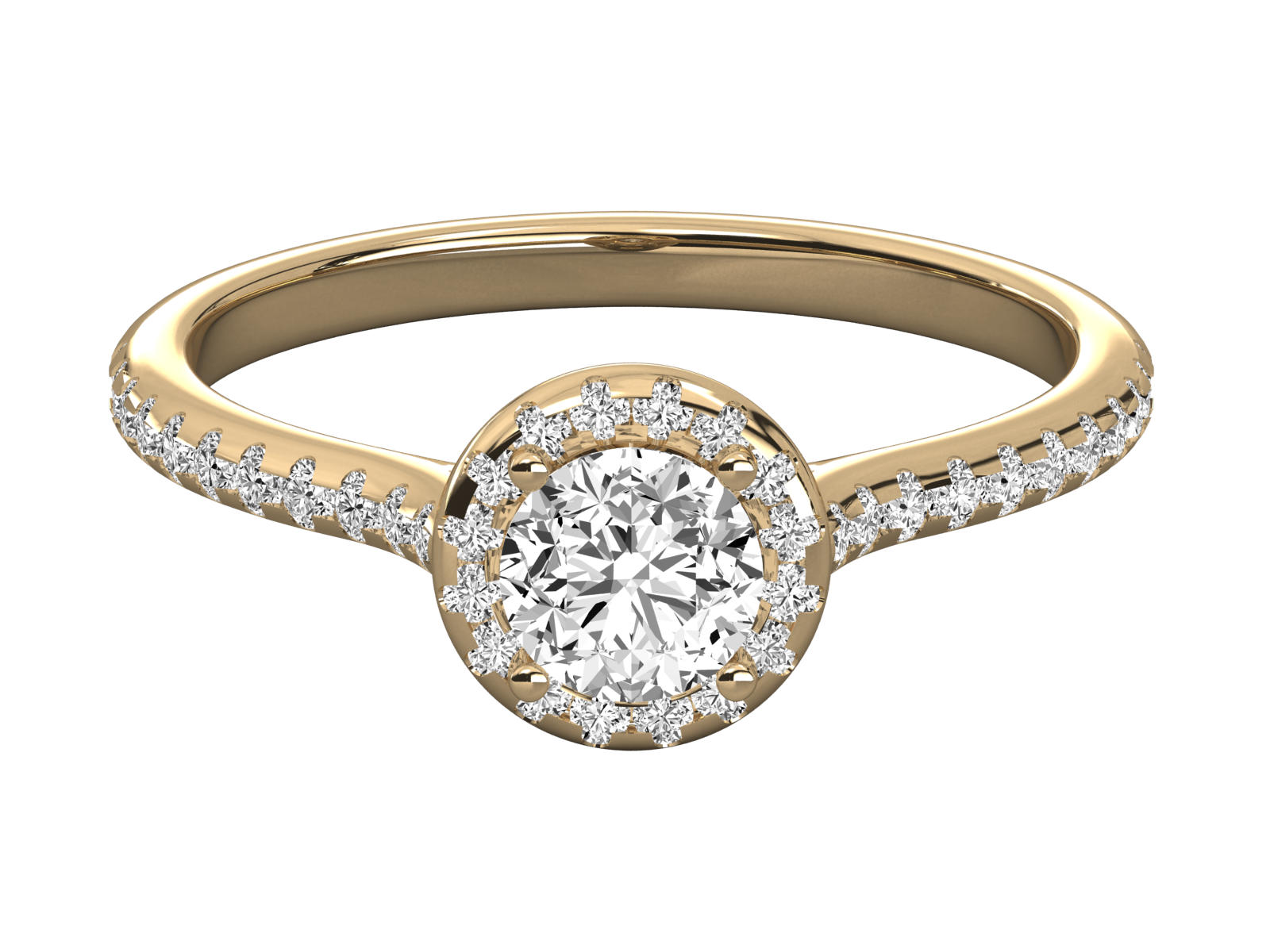 9K GOLD SOLITAIRE ROUND DIAMOND LADIES BRILLIANT RING.