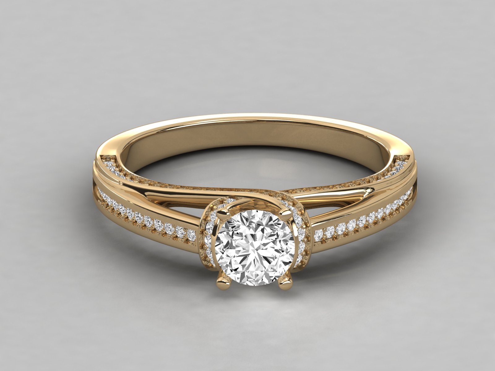 14K GOLD SOLITAIRE ROUND CUT LAB GROWN DIAMOND LADIES BRILLIANT RING.