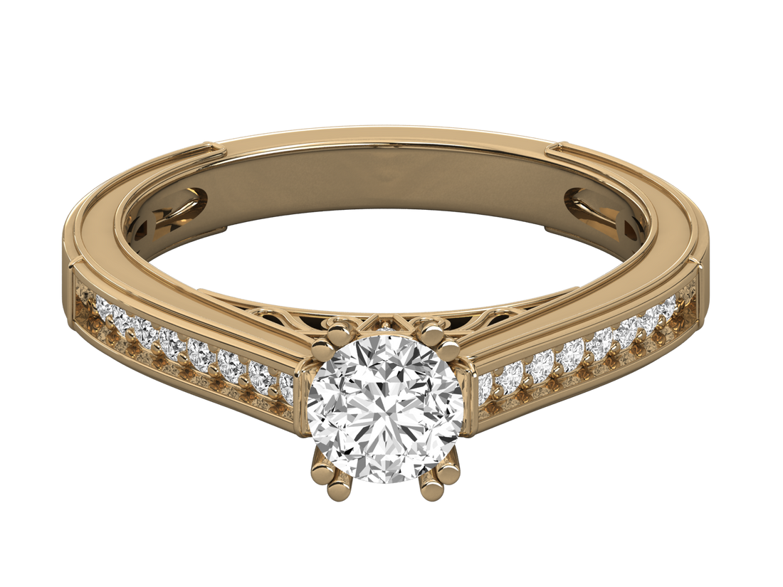 9K GOLD SOLITAIRE LAB GROWN DIAMOND LADIES  RING.