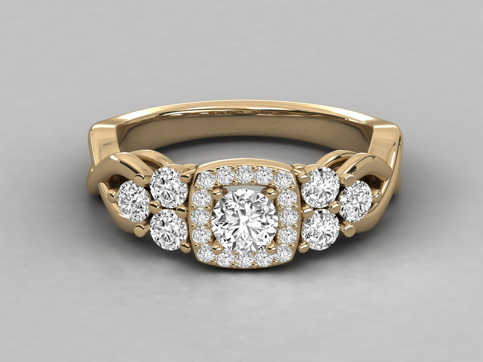 9K GOLD SOLITAIRE ROUND DIAMOND LADIES RING.