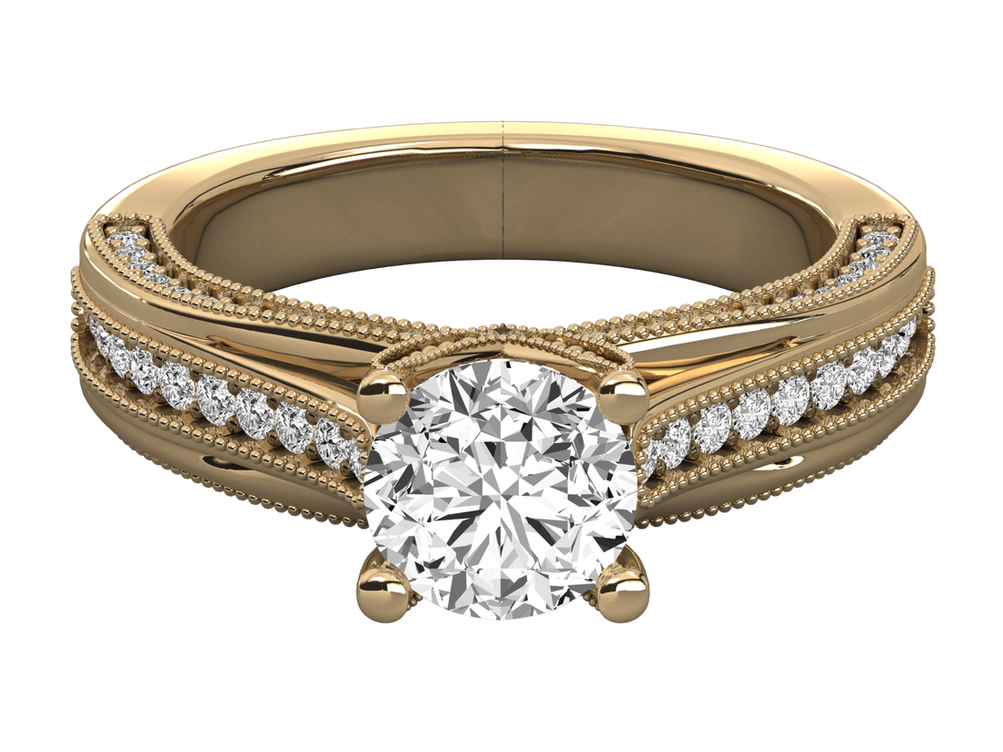 9K GOLD SOLITAIRE LAB GROWN DIAMOND LADIES  RING.