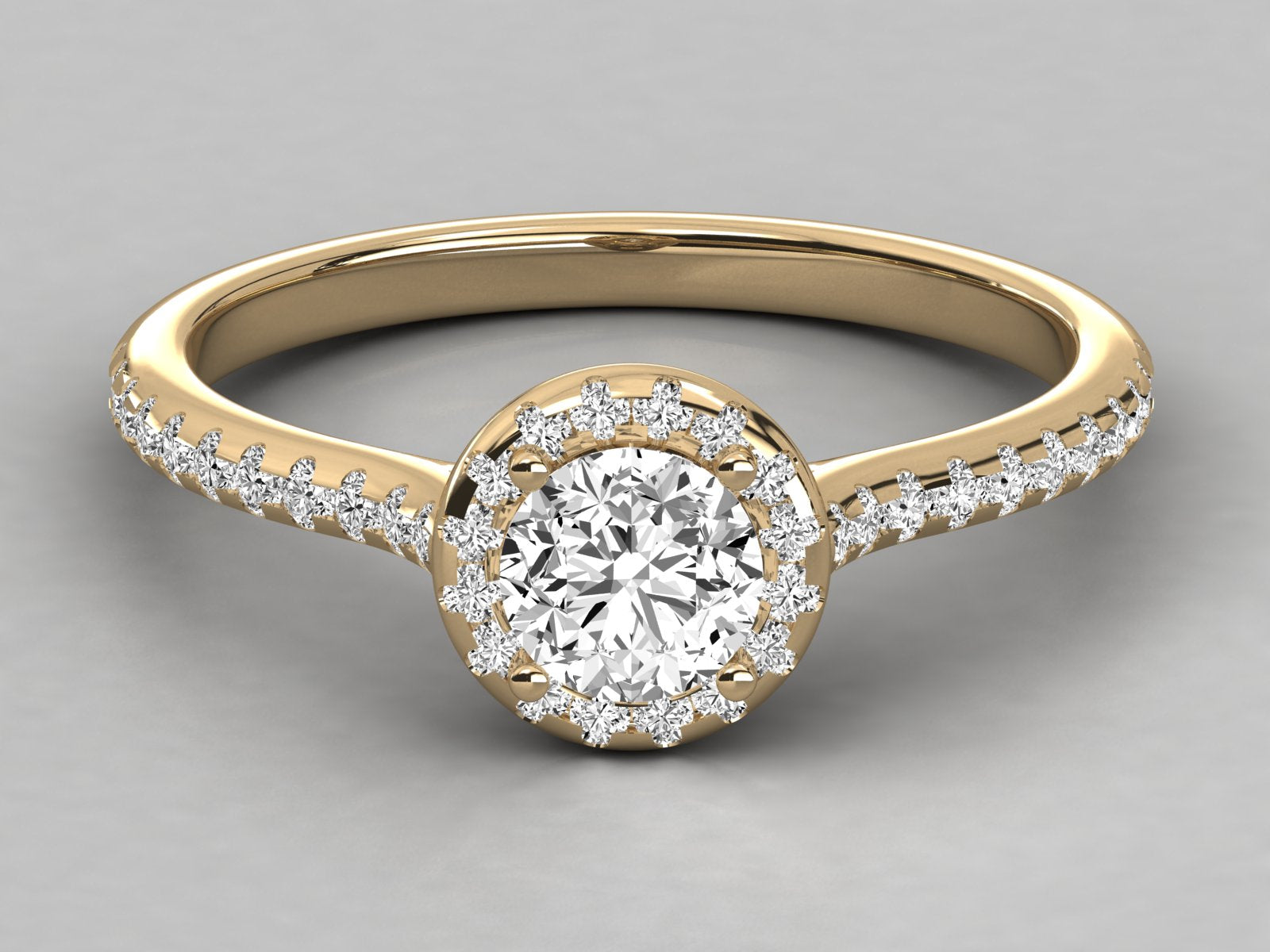 9K GOLD SOLITAIRE ROUND DIAMOND LADIES BRILLIANT RING.
