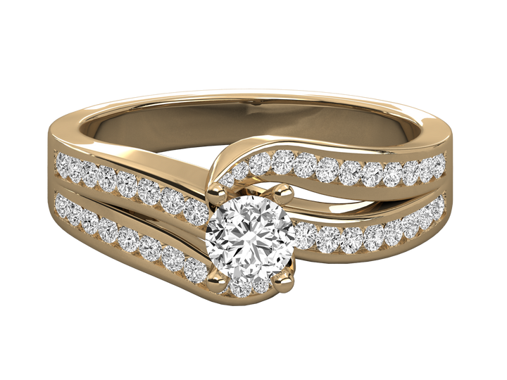 9K GOLD SOLITAIRE LAB GROWN DIAMOND  BRILLIANT RING.