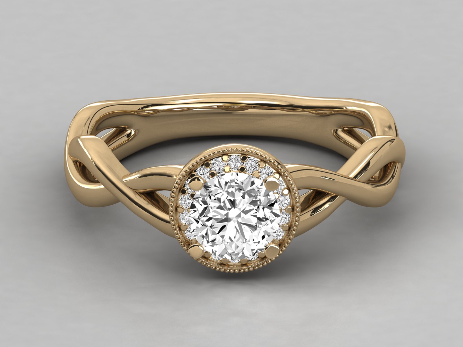 10K GOLD SOLITAIRE ROUND DIAMOND LADIES BRILLIANT RING.