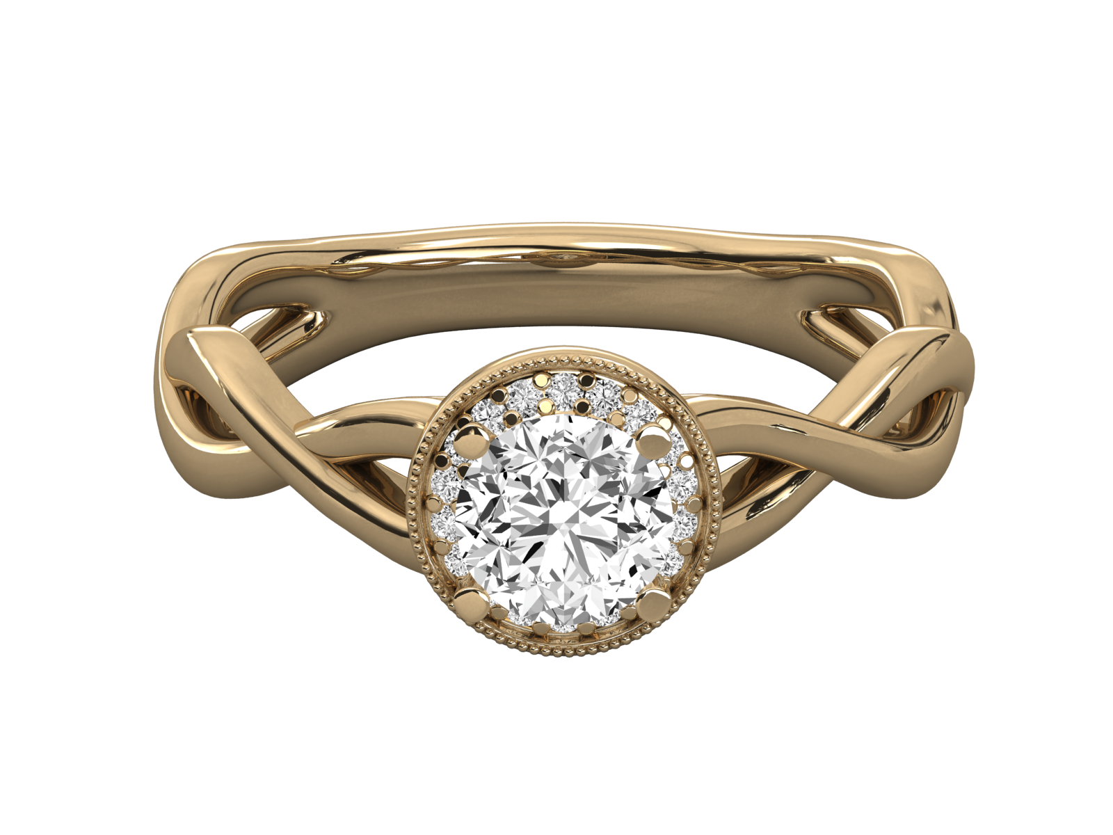 10K GOLD SOLITAIRE ROUND DIAMOND LADIES BRILLIANT RING.