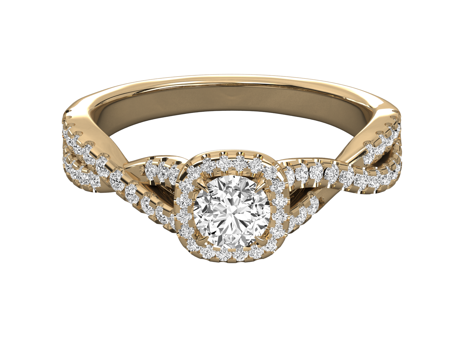 9K GOLD SOLITAIRE ROUND CUT LAB GROWN DIAMOND LADIES BRILLIANT RING.