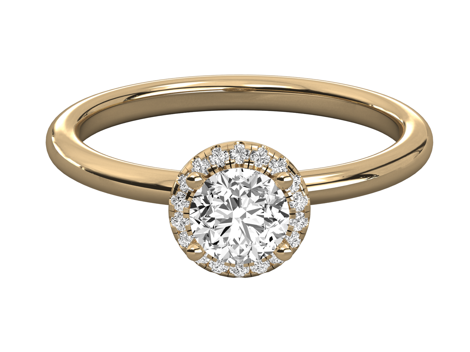 9K GOLD SOLITAIRE ROUND DIAMOND LADIES BRILLIANT RING.