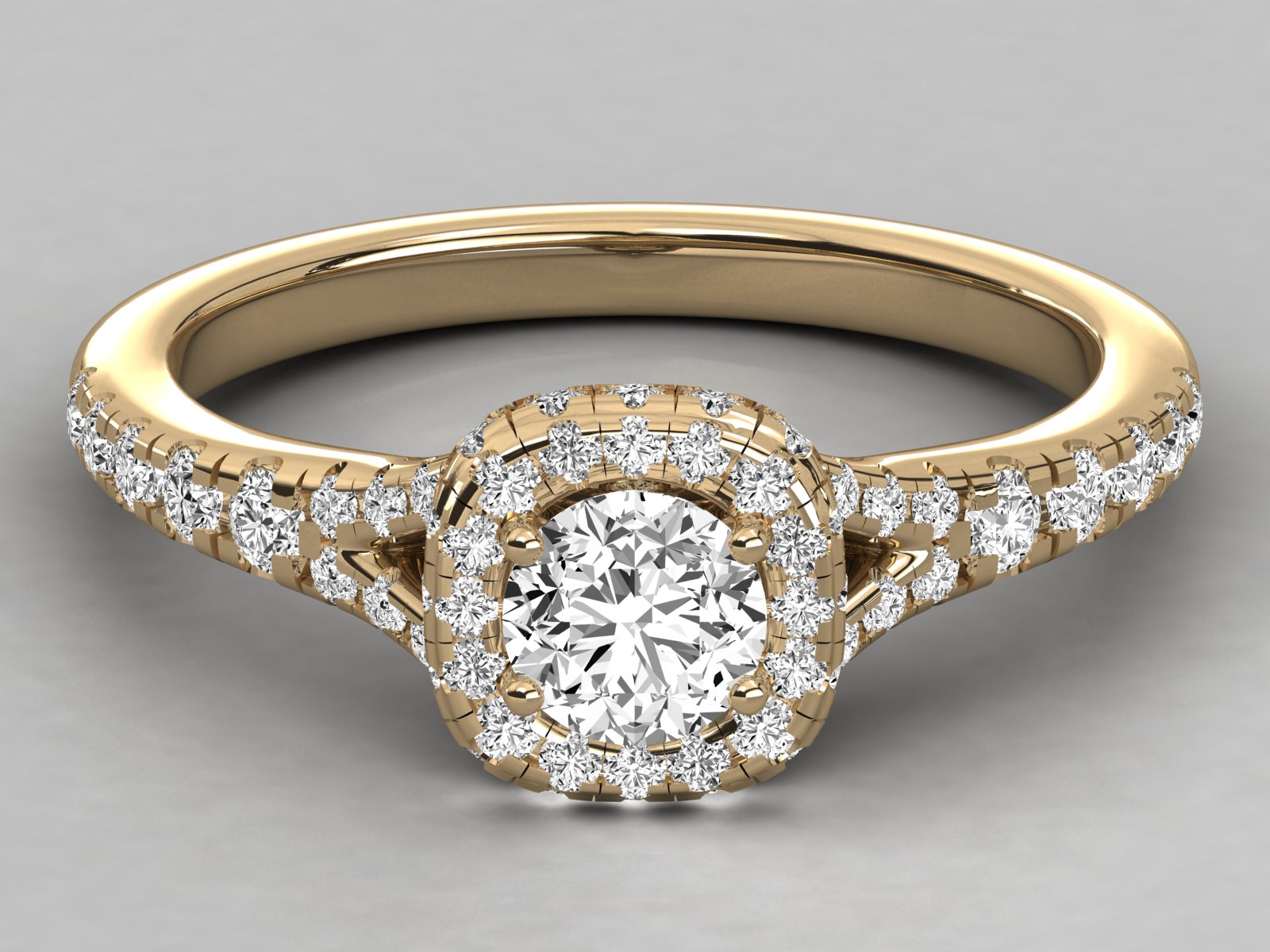 9K GOLD SOLITAIRE ROUND DIAMOND LADIES BRILLIANT RING.