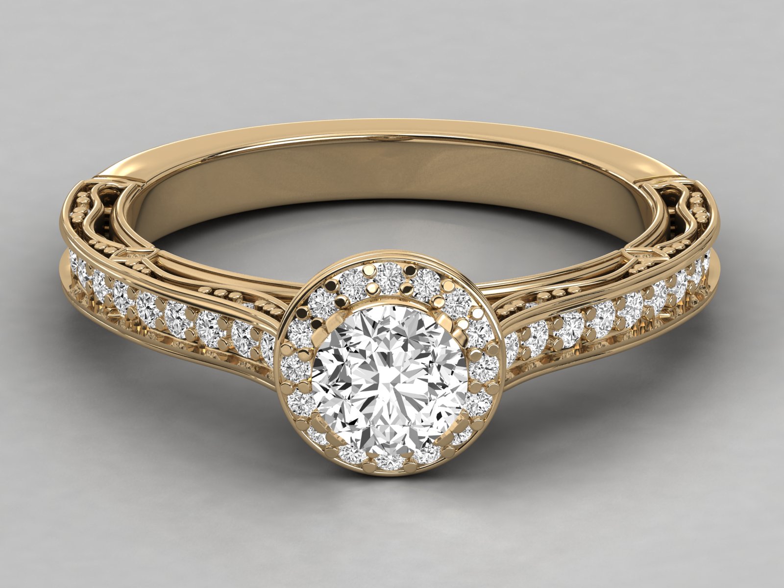 9K GOLD SOLITAIRE LAB GROWN DIAMOND LADIES  RING.