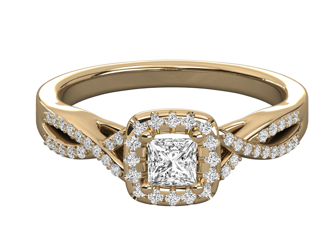 10K GOLD SOLITAIRE  LAB GROWN DIAMOND LADIES BRILLIANT RING.