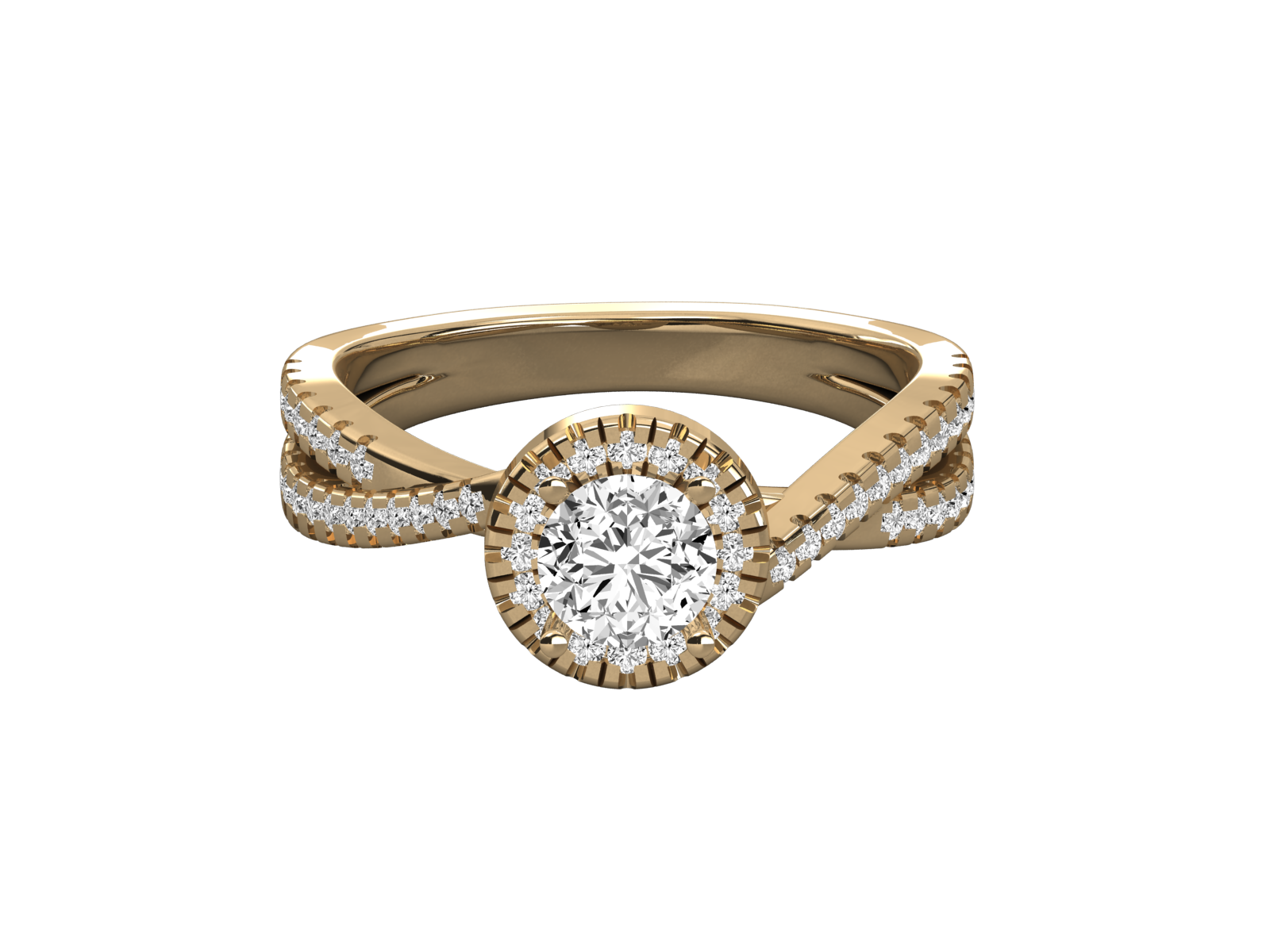 9K GOLD SOLITAIRE ROUND CUT LAB GROWN DIAMOND LADIES BRILLIANT RING.