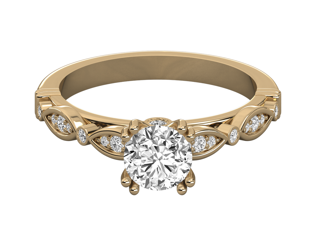 9K GOLD SOLITAIRE  LAB GROWN DIAMOND LADIES RING.