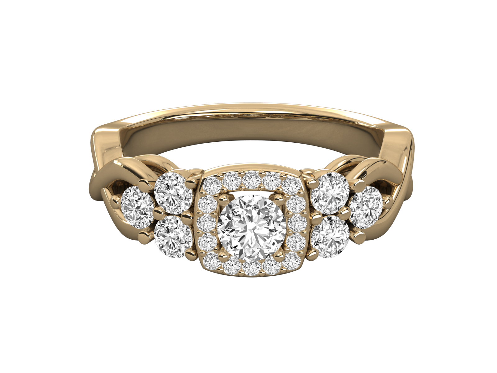 9K GOLD SOLITAIRE ROUND DIAMOND LADIES RING.