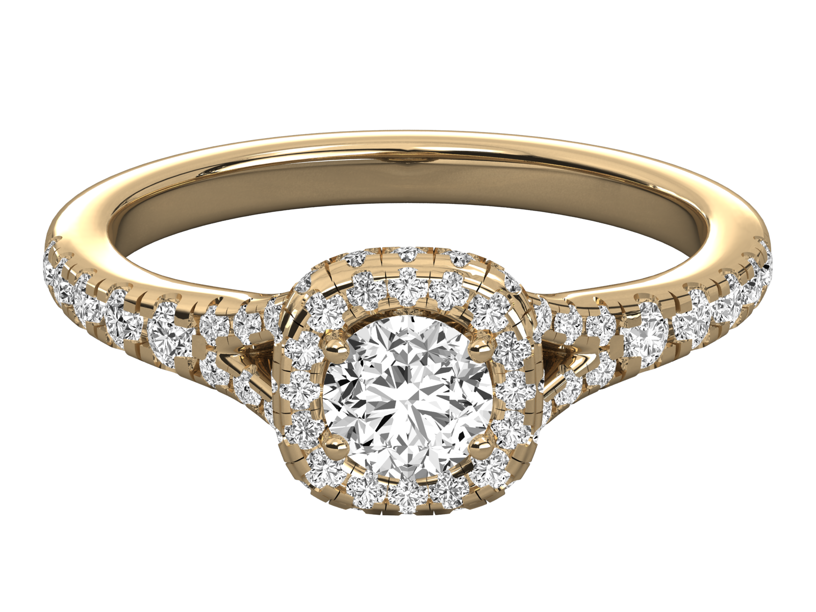 9K GOLD SOLITAIRE ROUND DIAMOND LADIES BRILLIANT RING.