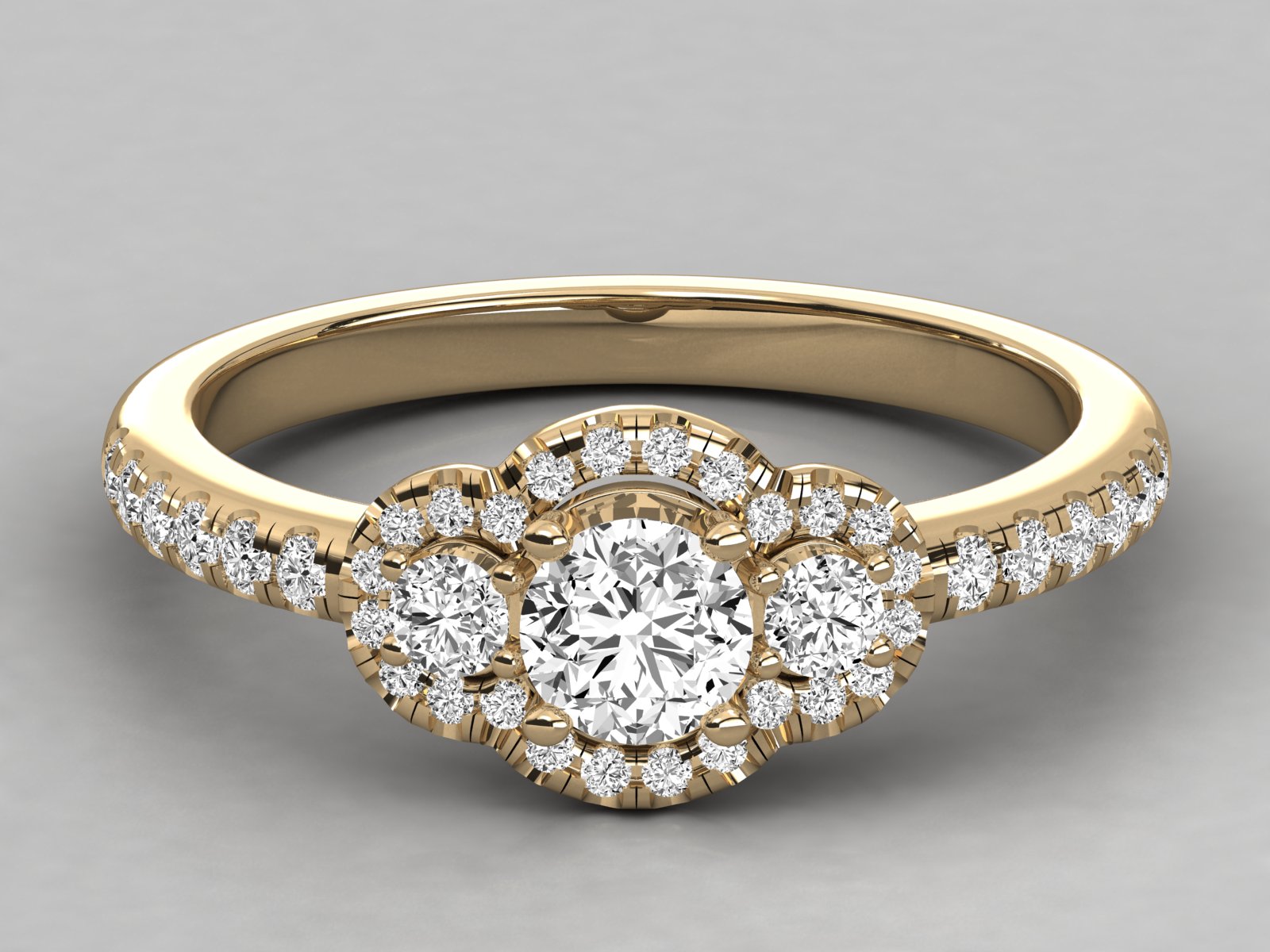 9K GOLD SOLITAIRE  LAB GROWN DIAMOND LADIES RING.